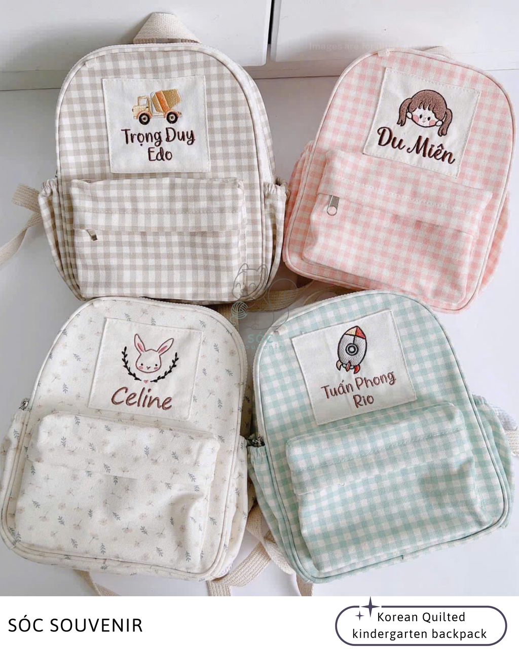 Personalized Quilted Kindergarten Backpack