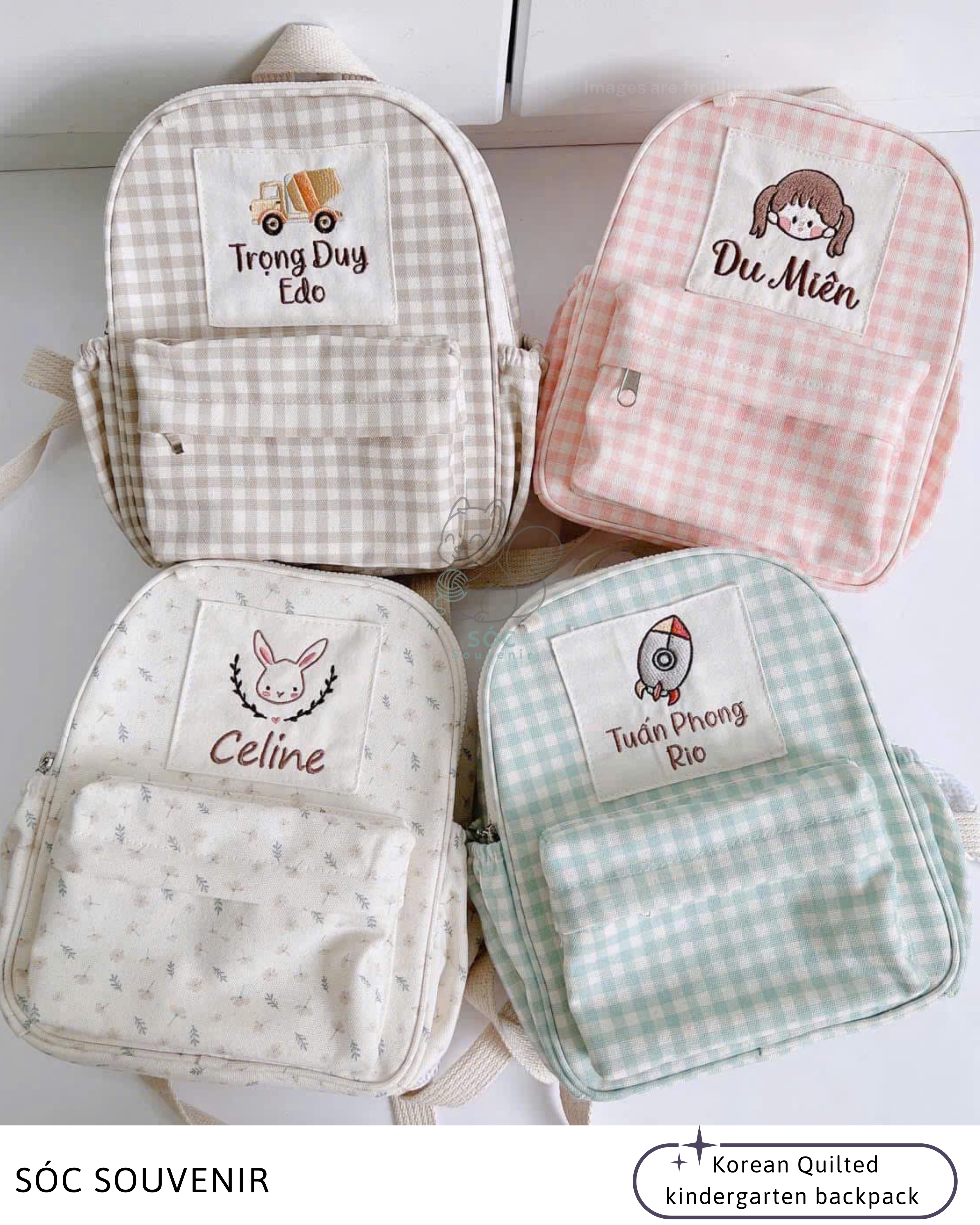 Personalized Quilted Kindergarten Backpack