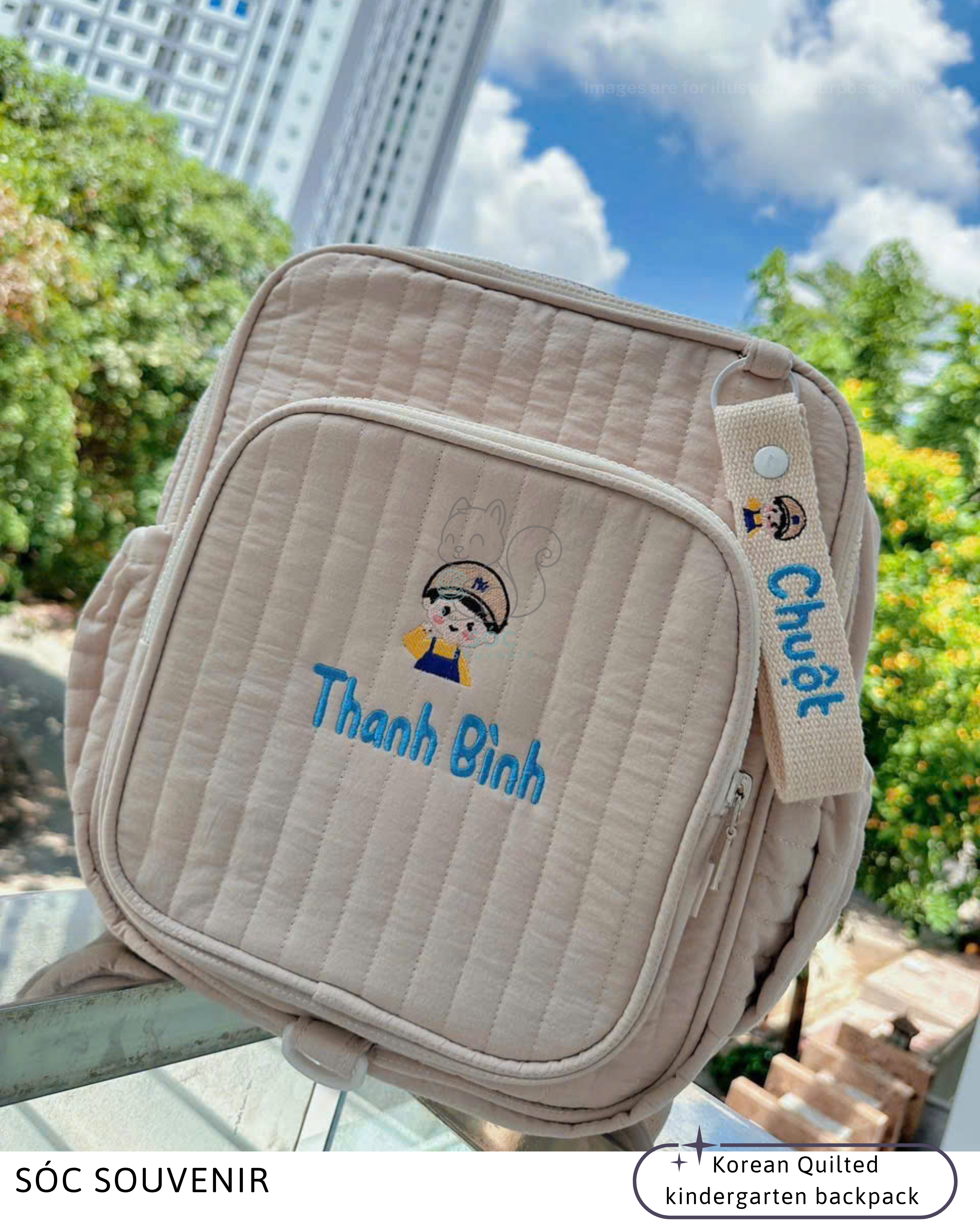 Personalized Quilted Kindergarten Backpack