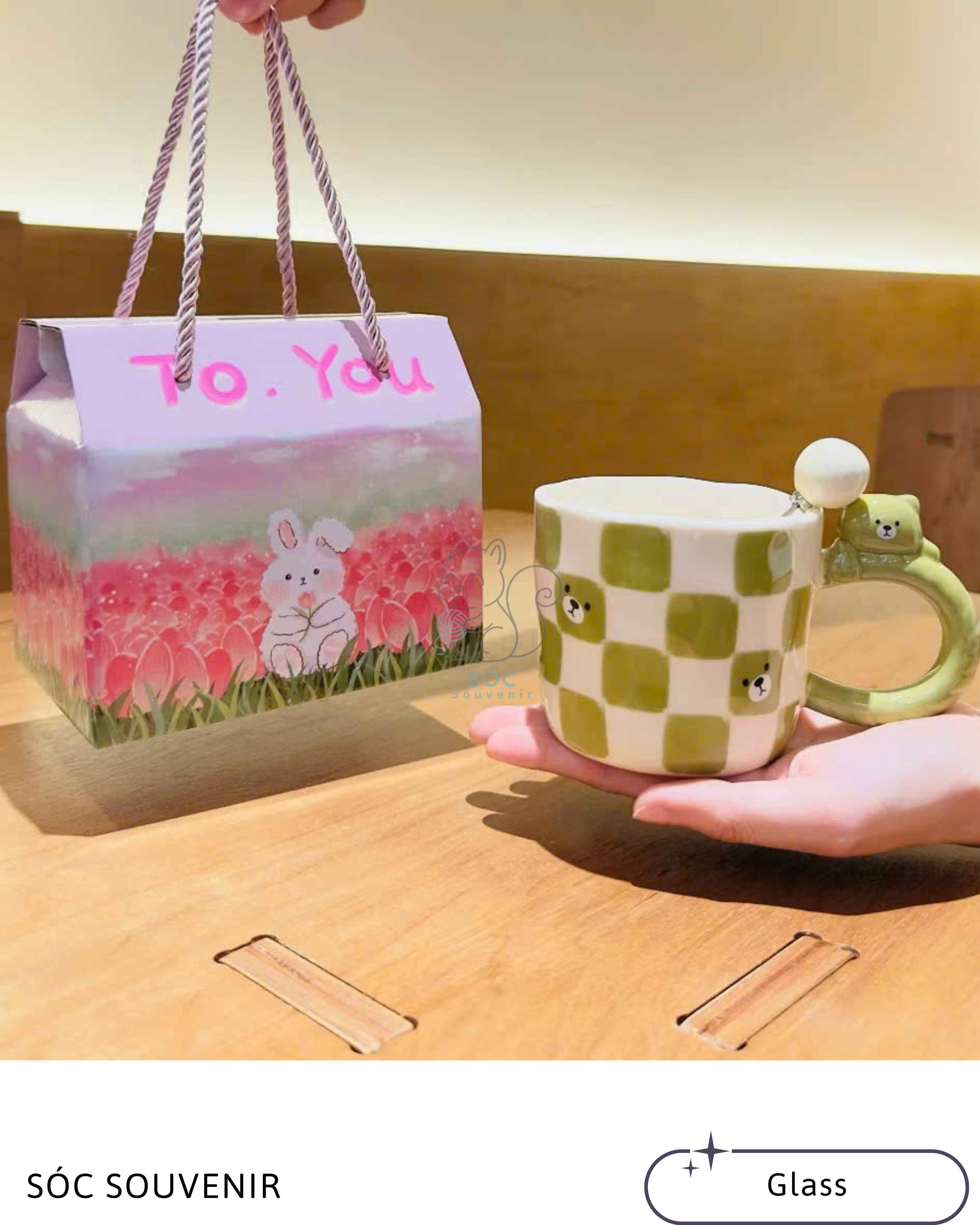 Checker Bear Ceramic Mug Gift Set