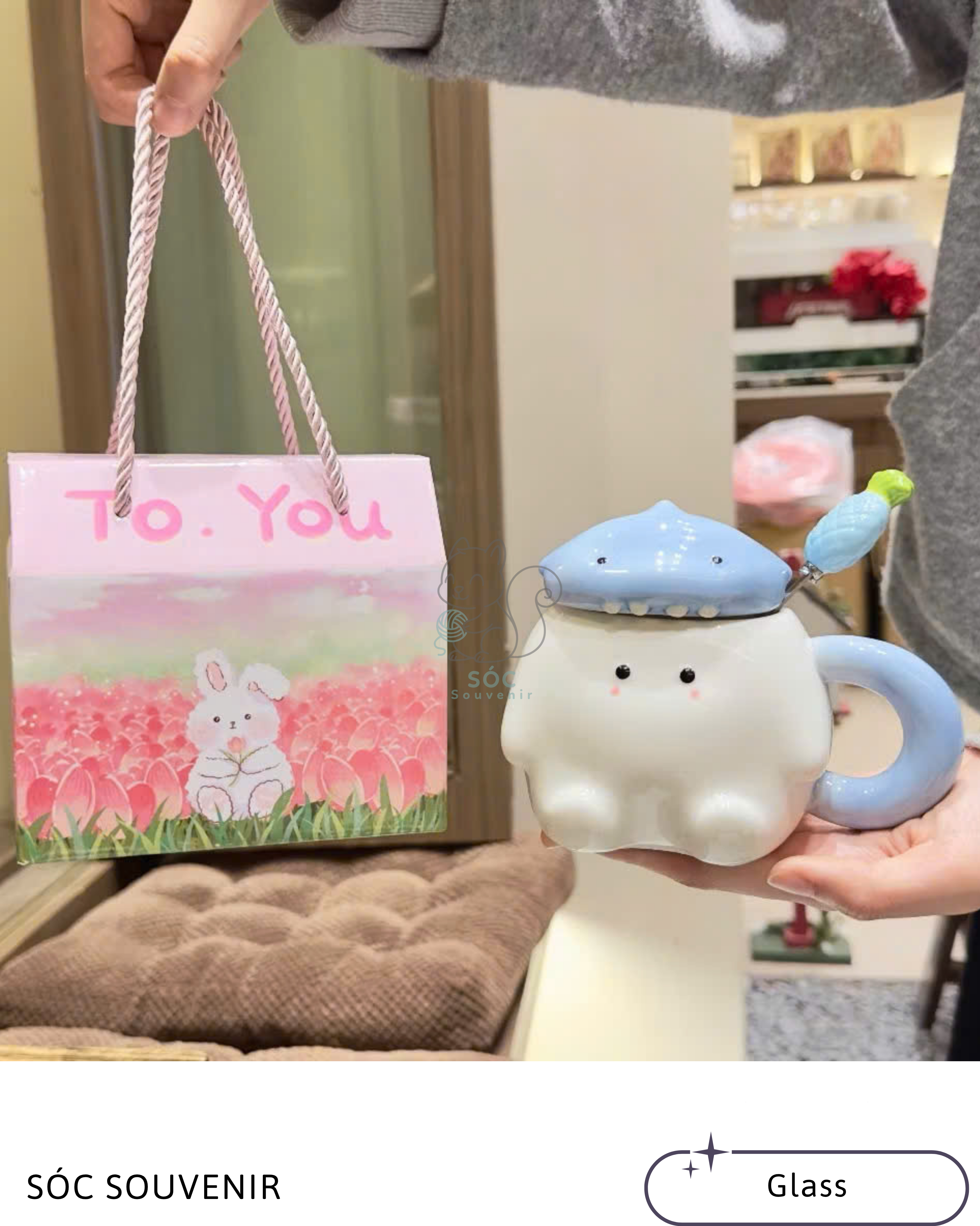 Animal Friends Ceramic Mug Gift Set – Bunny, Shark, Pig & Octopus Series