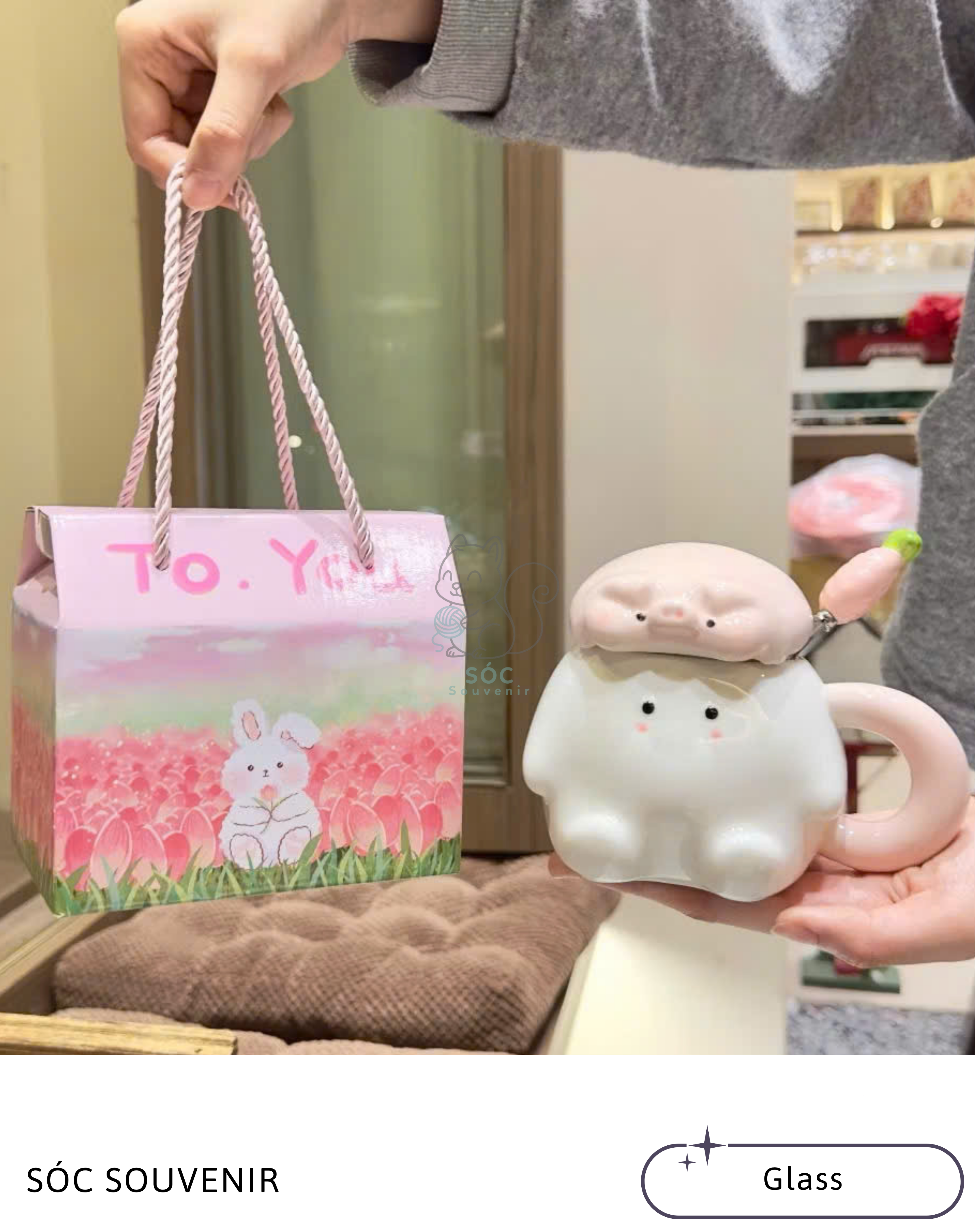 Animal Friends Ceramic Mug Gift Set – Bunny, Shark, Pig & Octopus Series