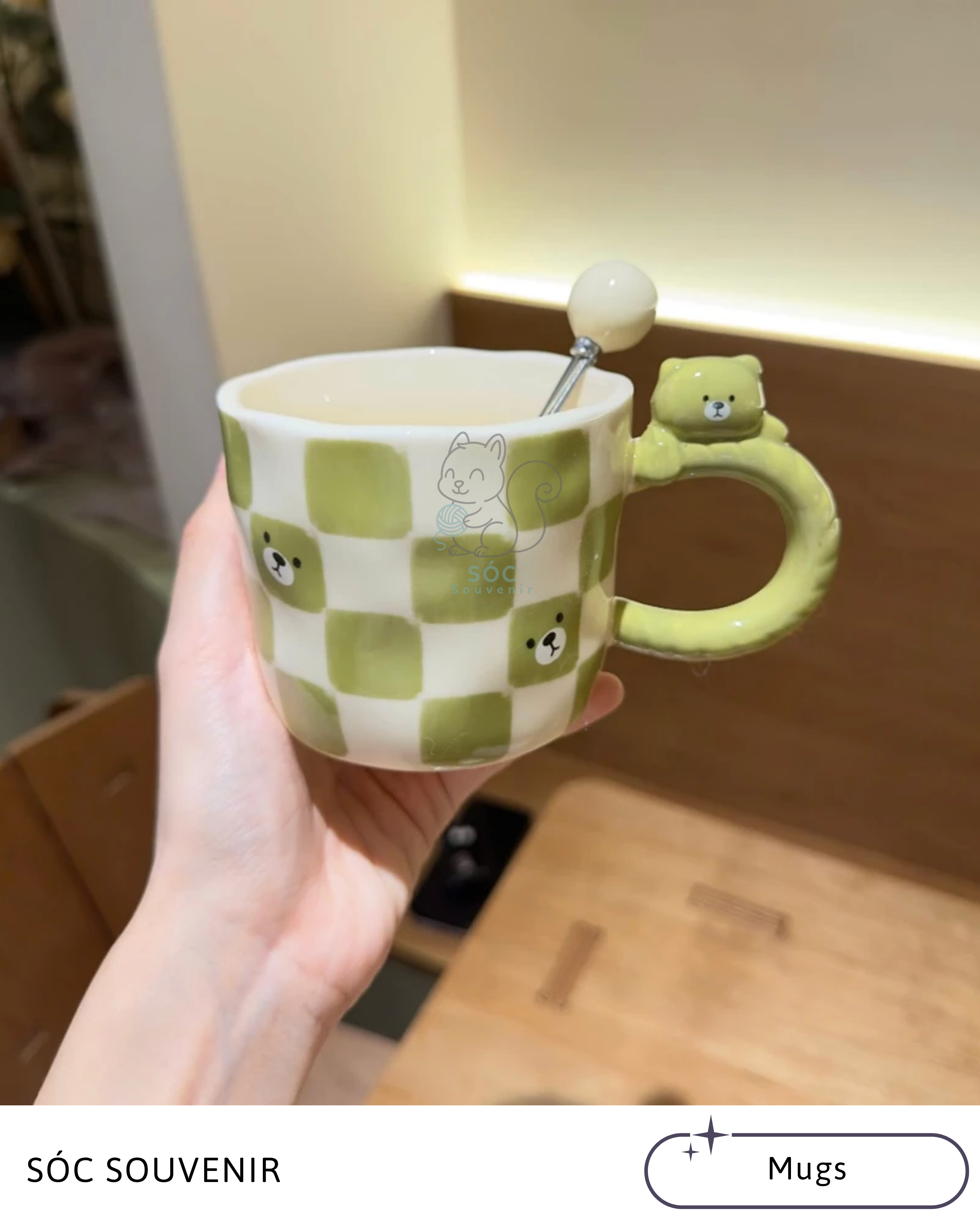 Checker Bear Ceramic Mug Gift Set