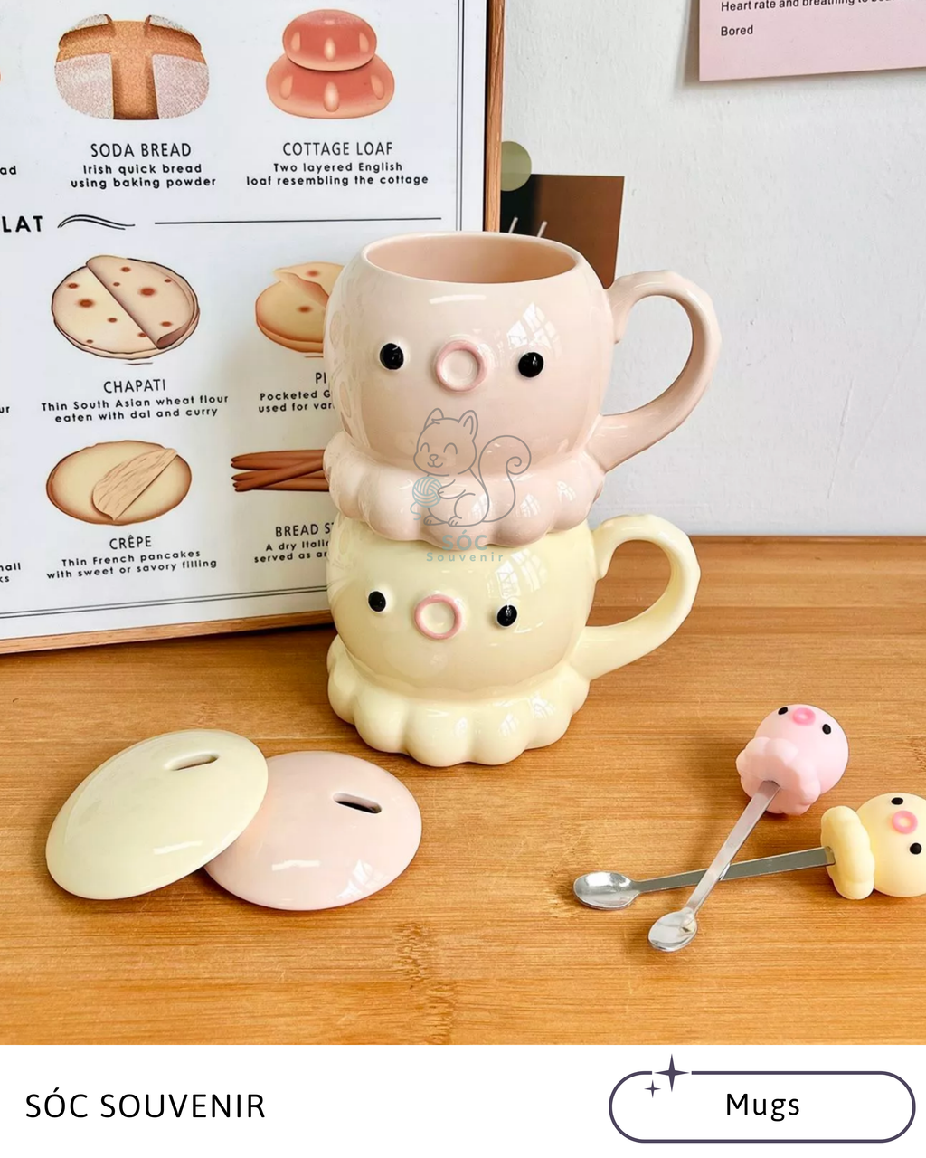 Animal Friends Ceramic Mug Gift Set – Bunny, Shark, Pig & Octopus Series