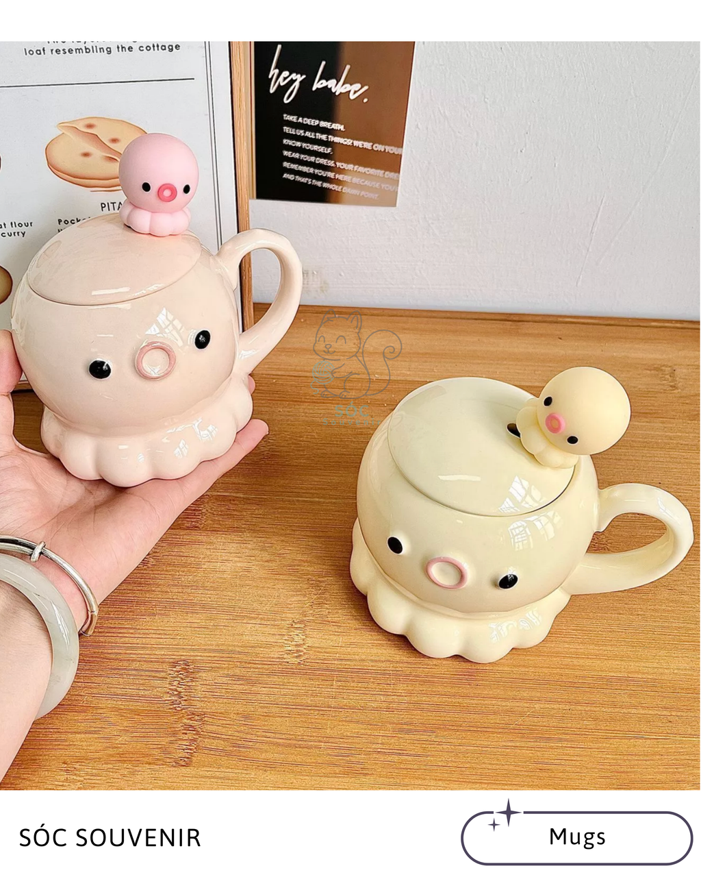Animal Friends Ceramic Mug Gift Set – Bunny, Shark, Pig & Octopus Series