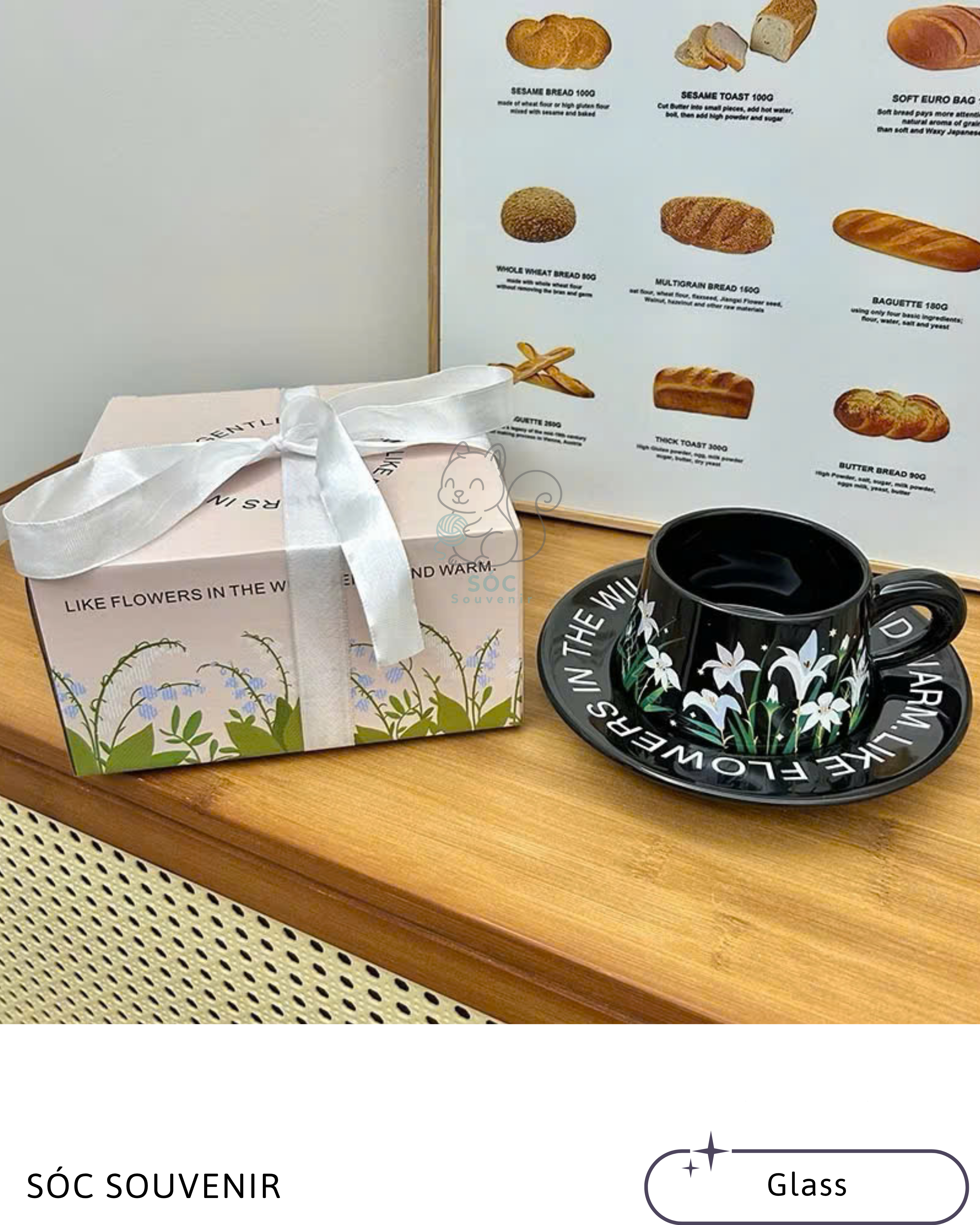 Classic Floral Ceramic Coffee Cup Set