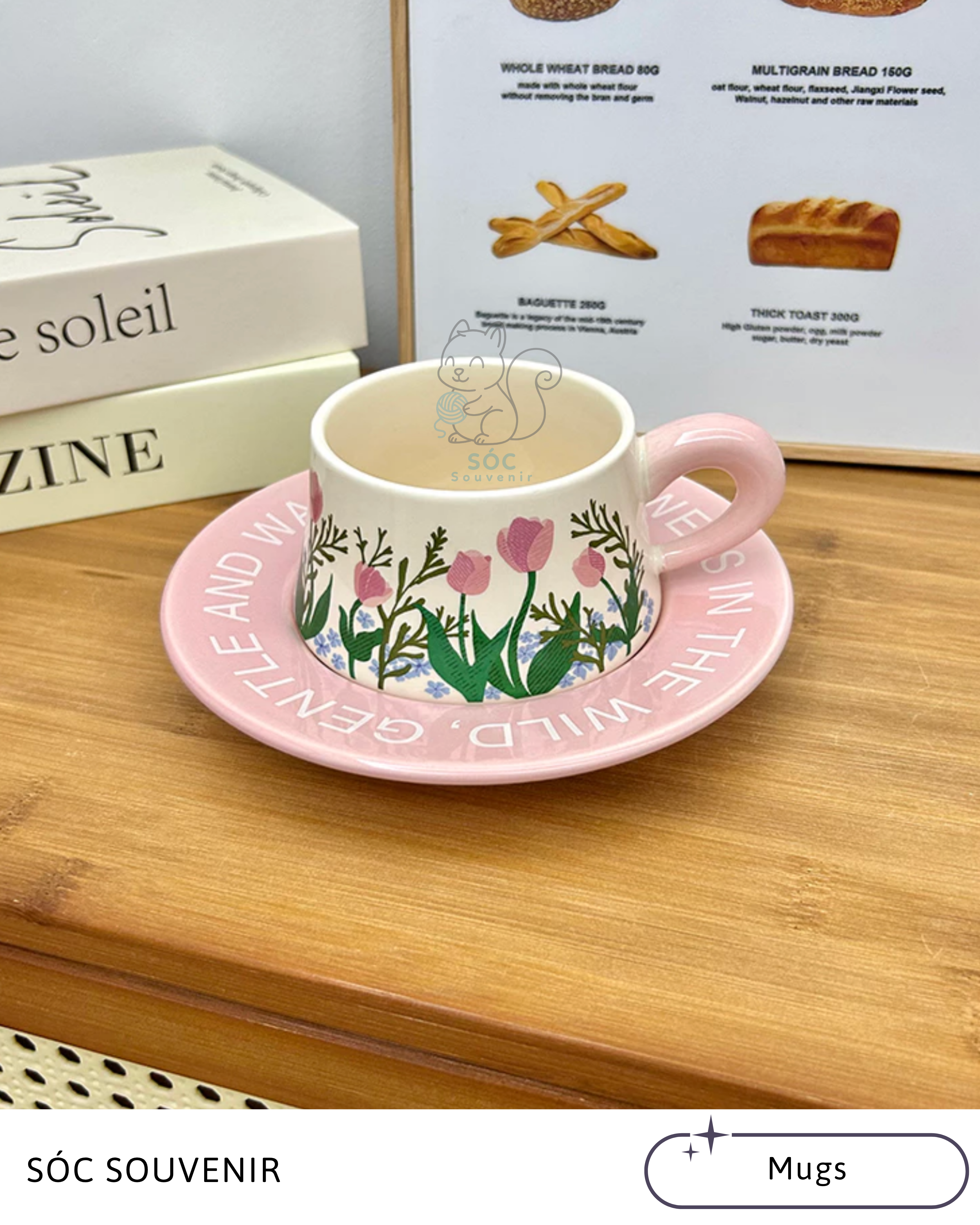 Classic Floral Ceramic Coffee Cup Set