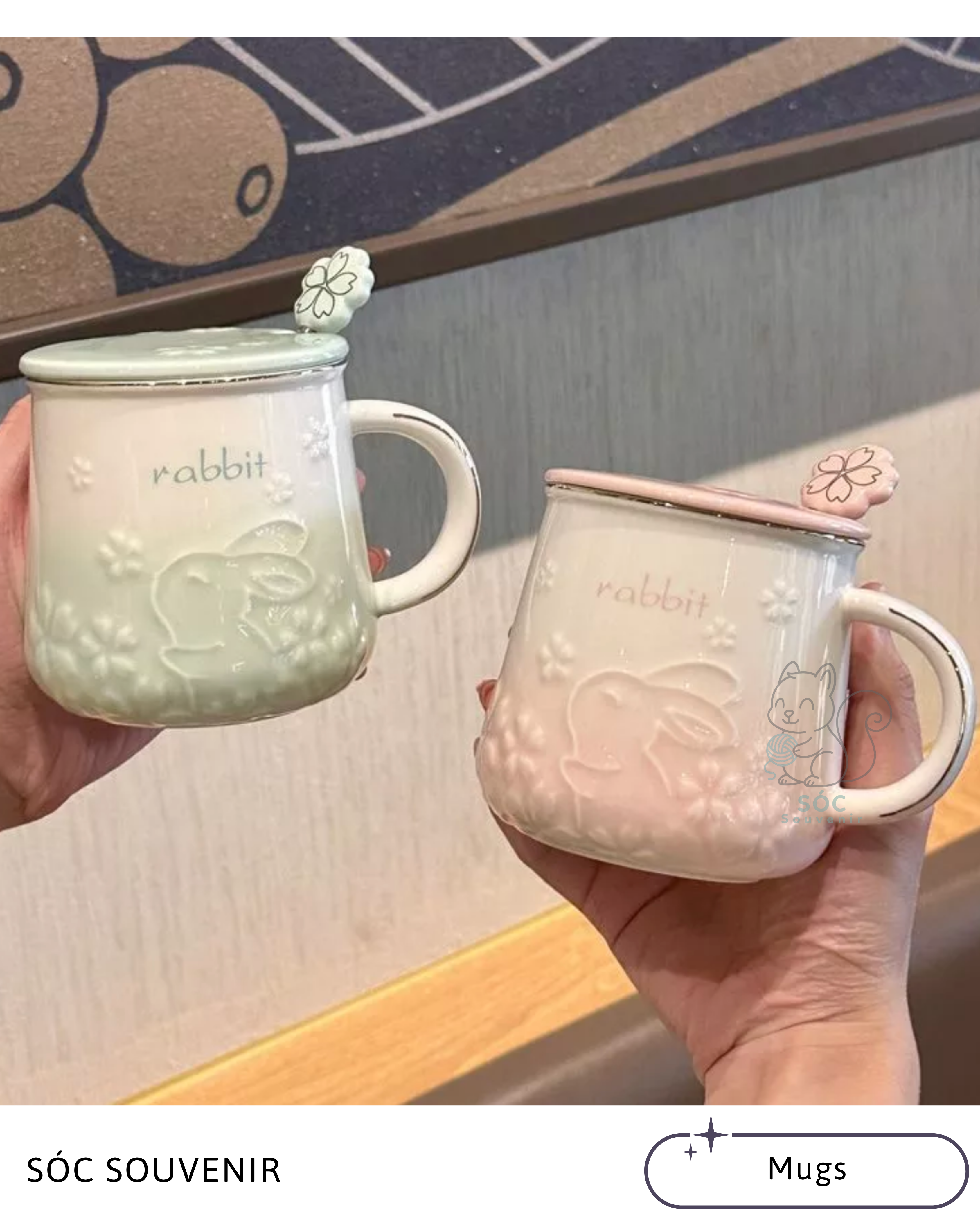 Cherry Blossom Rabbit Ceramic Mug