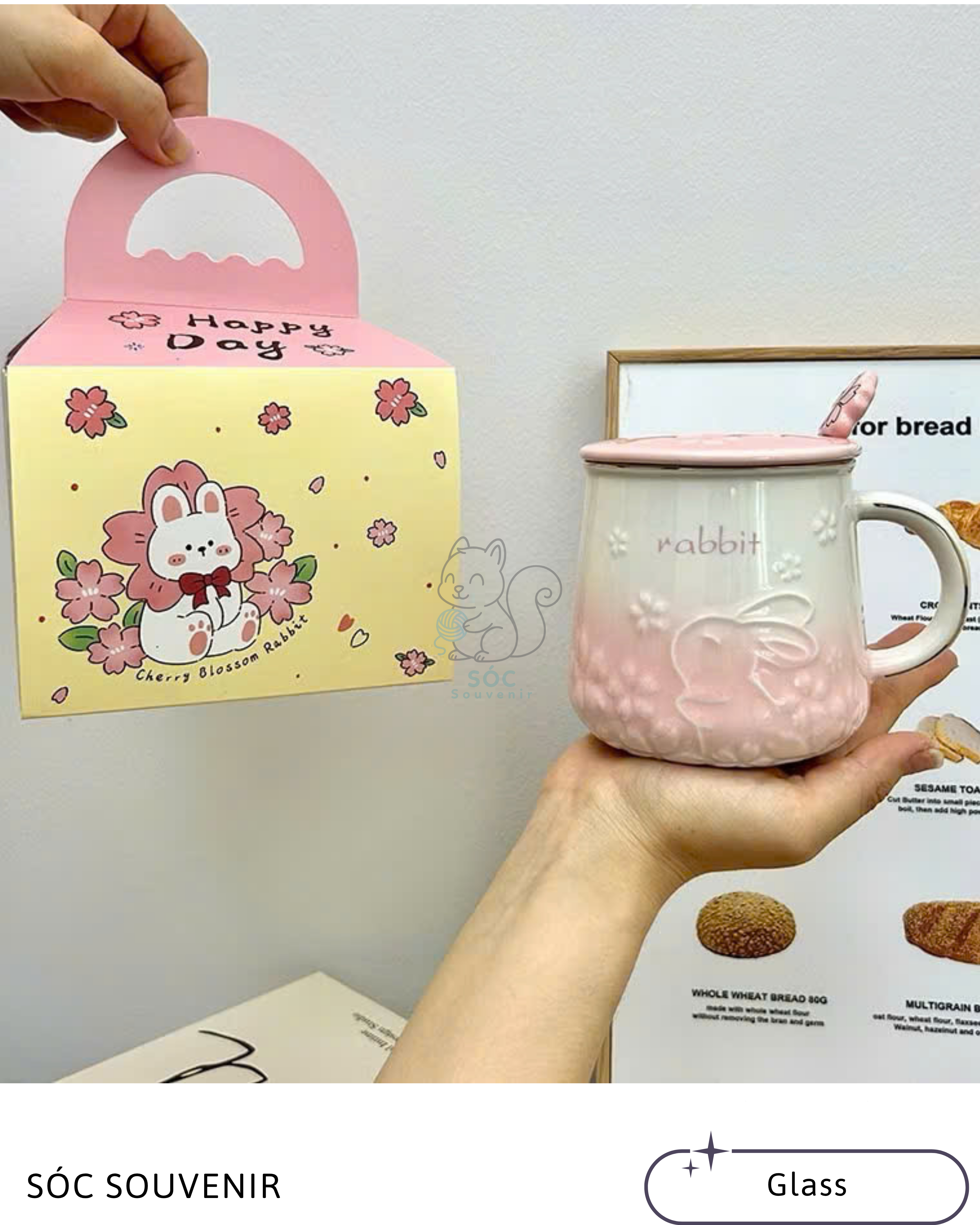 Cherry Blossom Rabbit Ceramic Mug