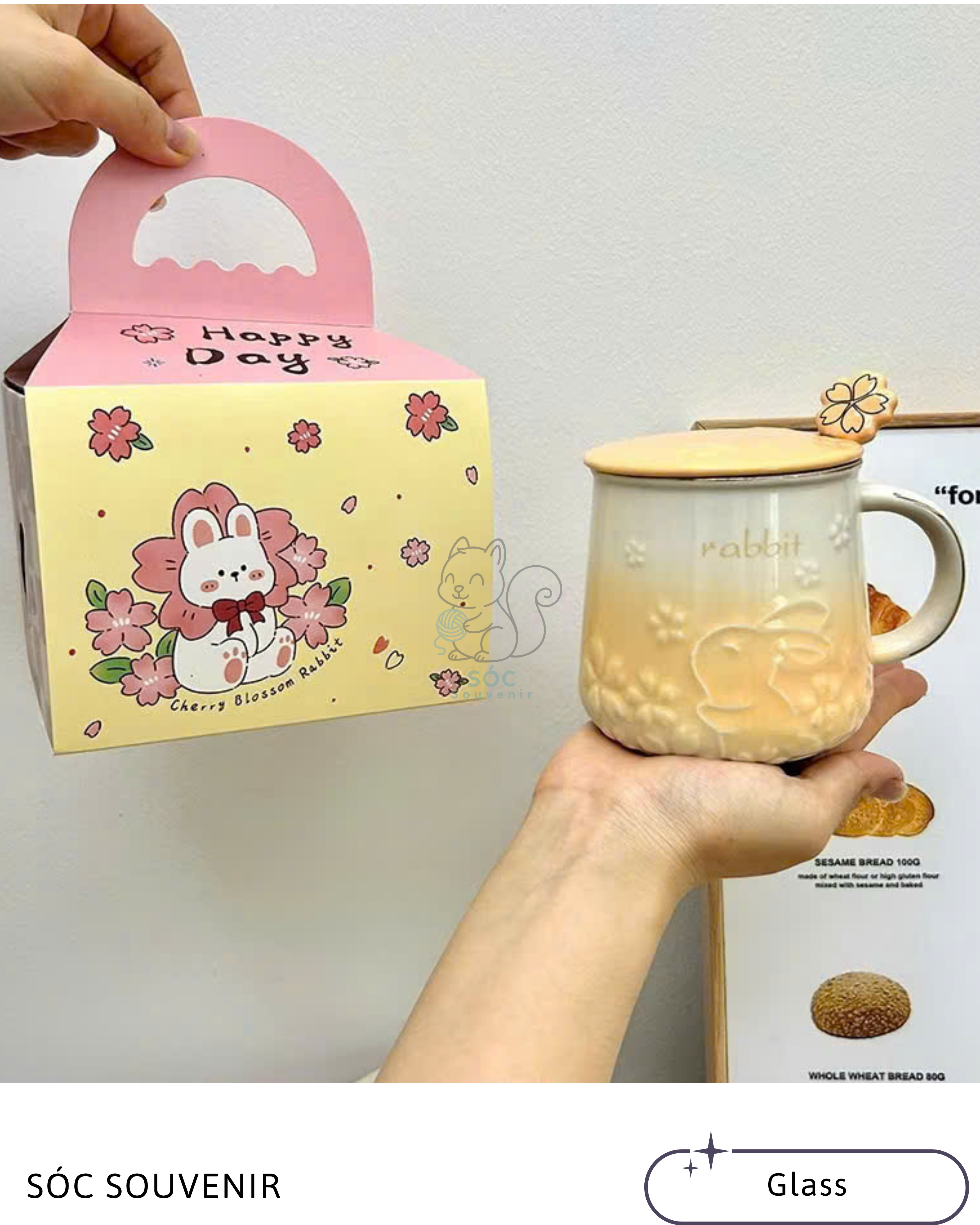 Cherry Blossom Rabbit Ceramic Mug
