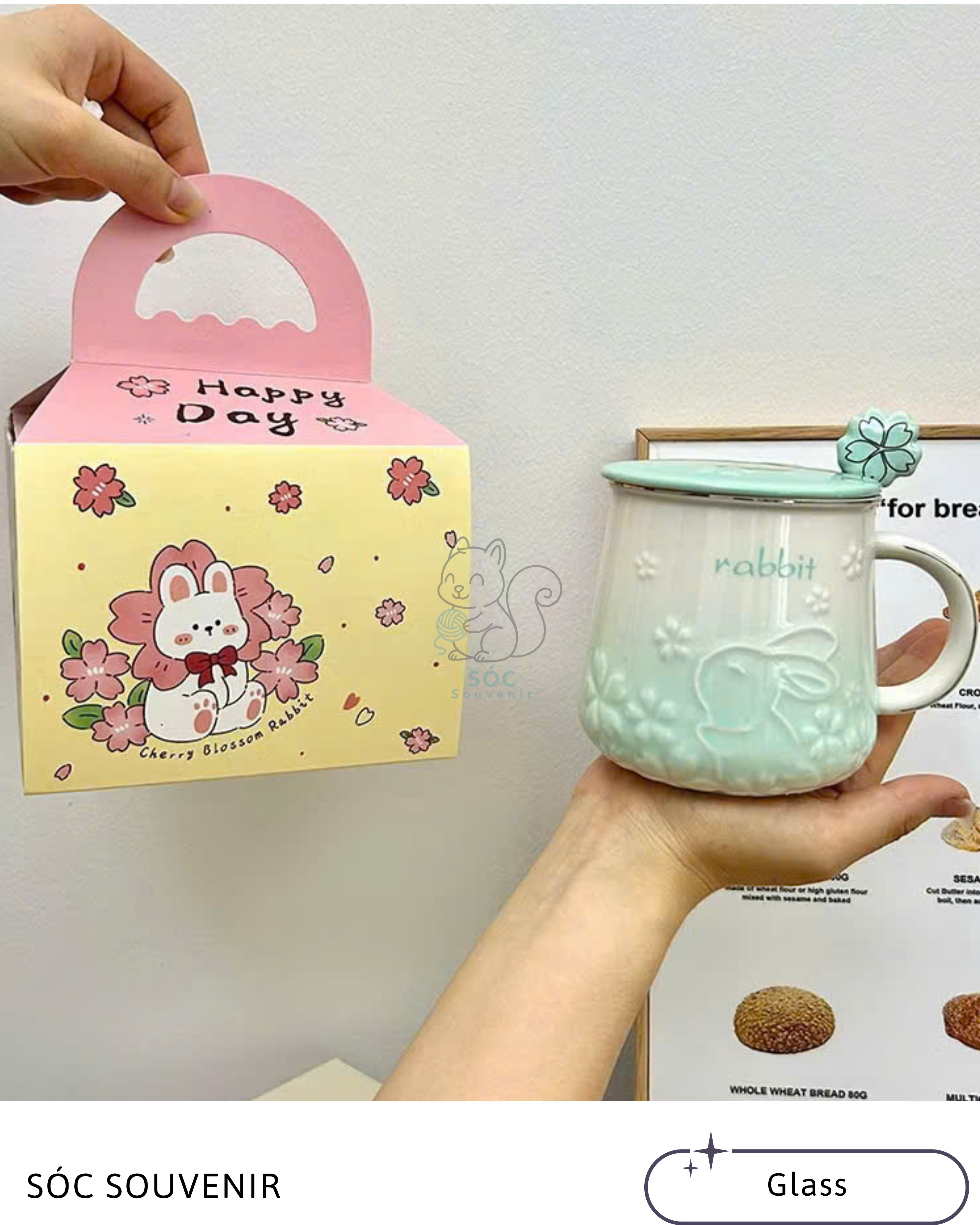 Cherry Blossom Rabbit Ceramic Mug